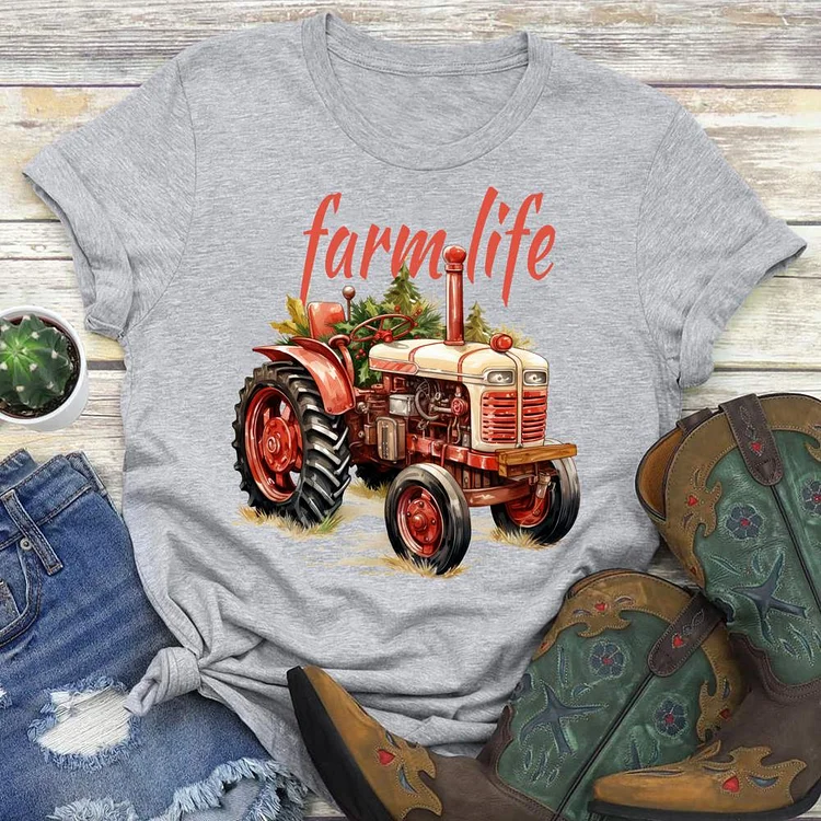 Farm Life Round Neck T-shirt-0019956