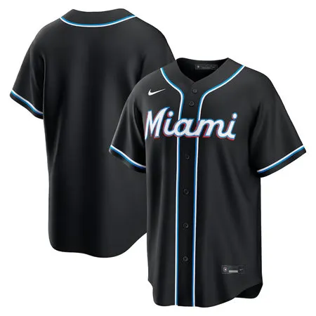 Youth Miami Marlins Nike Fashion Replica Black Out Jersey