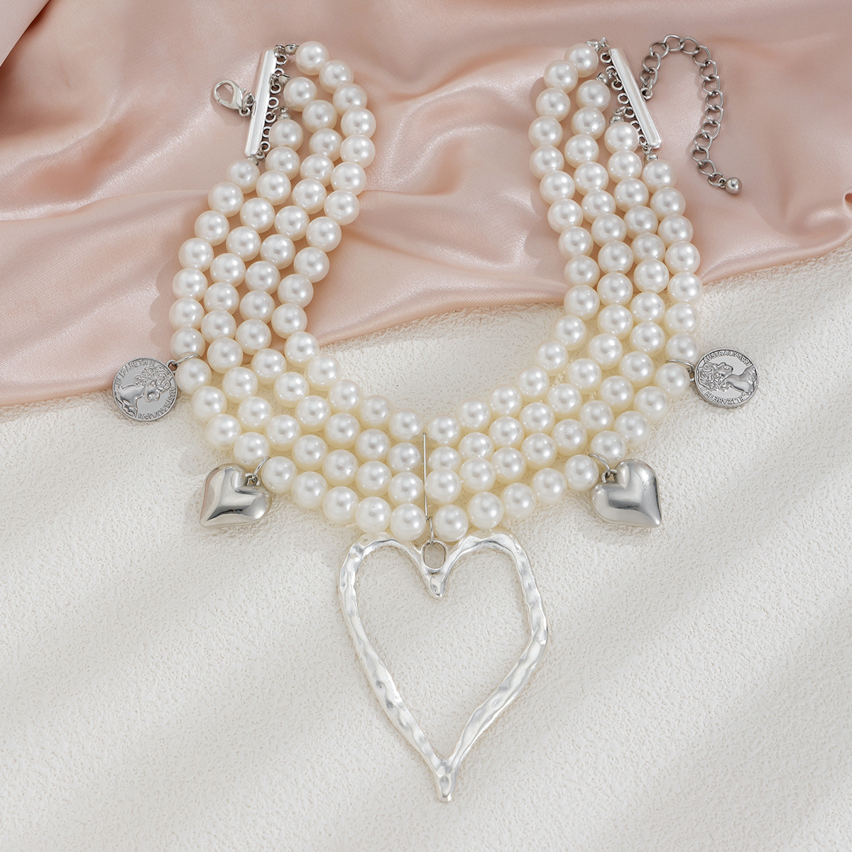 Vintage Imitation Pearl Exaggerated Multi-Layer Wear Big Love Pearl Necklace
