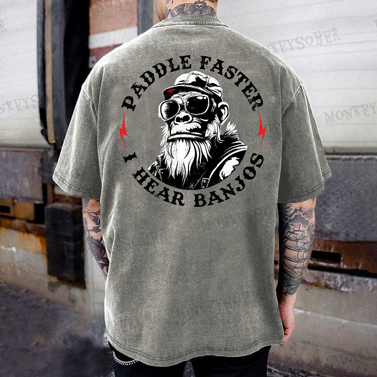 Paddle Faster I Hear Banjos Washed T-Shirt