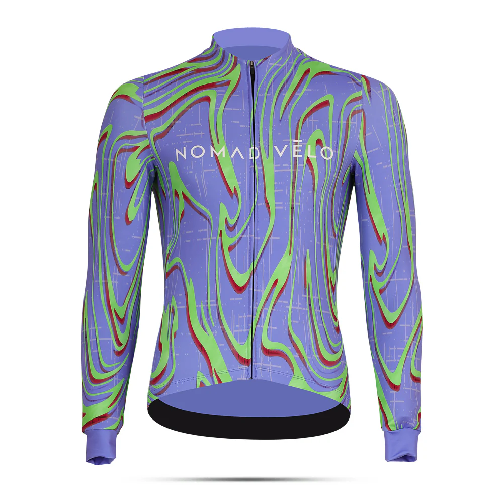 Purple Aero Cycling Long Neon Ember Long Sleeve Jersey - Neon Ember