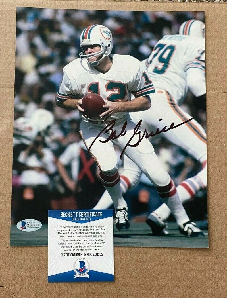 BOB GRIESE SIGNED MIAMI DOLPHINS 8X10 Photo Poster painting BECKETT CERTIFIED #2