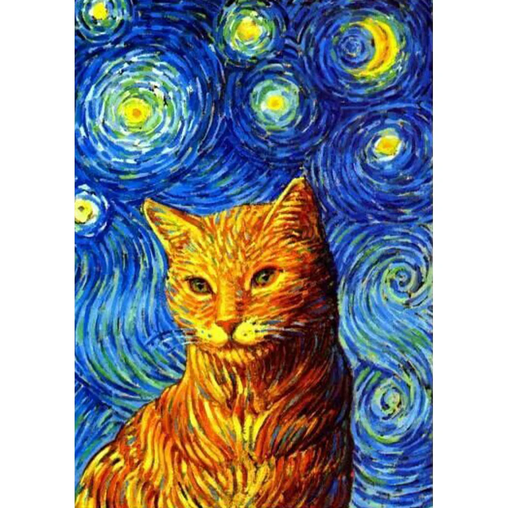 Diamond Painting - Full Square Drill - Abstract Starry Cat(20*30 - 50*70cm)