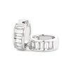14K White Gold Baguette Cut Lab Diamond Channel Setting Huggie Earrings