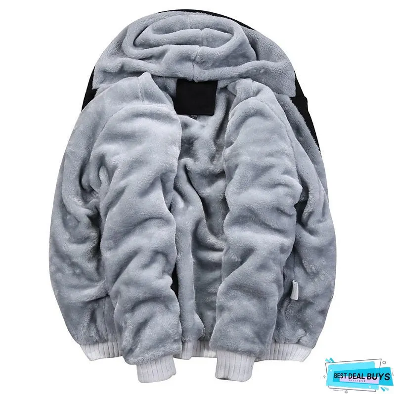 Tracksuit Men Sporting Fleece Thick Hooded Mens JacketPant Warm Fur Inside Winter