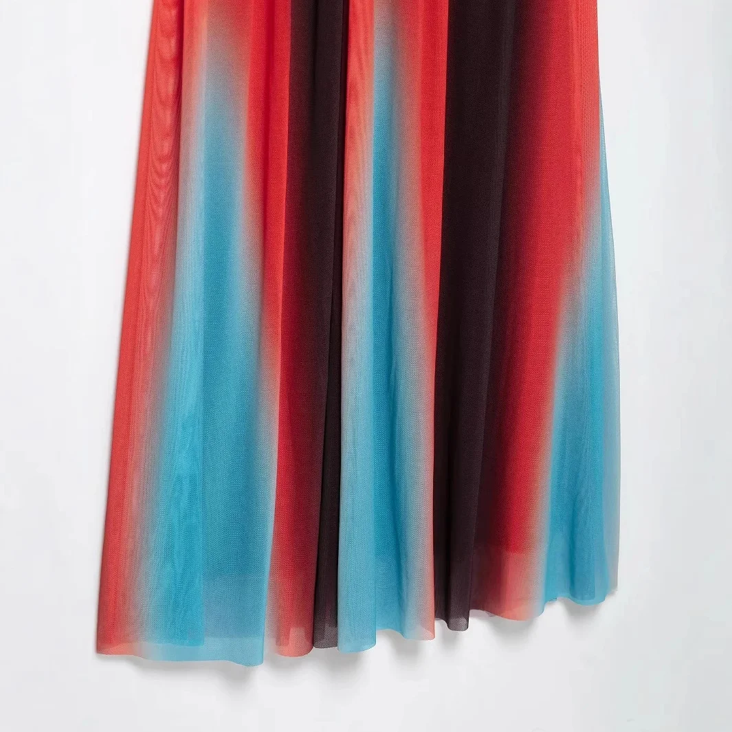 Nigikala Nigikala Women's Clothing Explosion Printing Chest-Scuttered Bare Back Mesh Dress