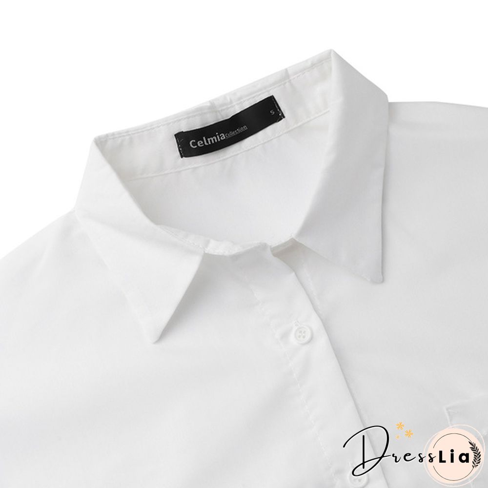 S-5XL Women Solid Color Lapel Button Long Sleeve Blouse Casual Elegant Loose Streetwear Tops Shirt Plus Size Manteau