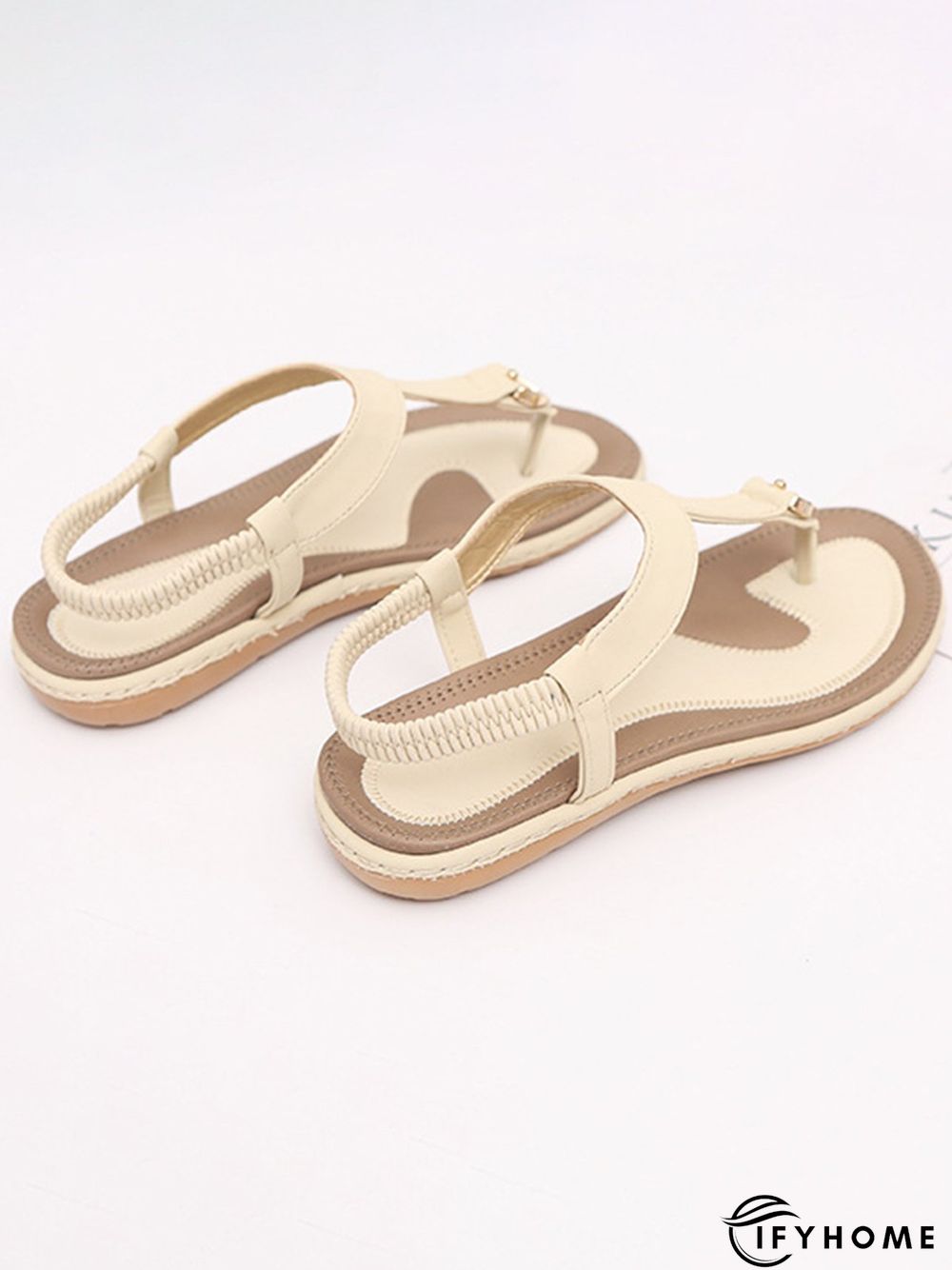 Women's Beach Metal Buckle Trim Flip-On Sandals | IFYHOME