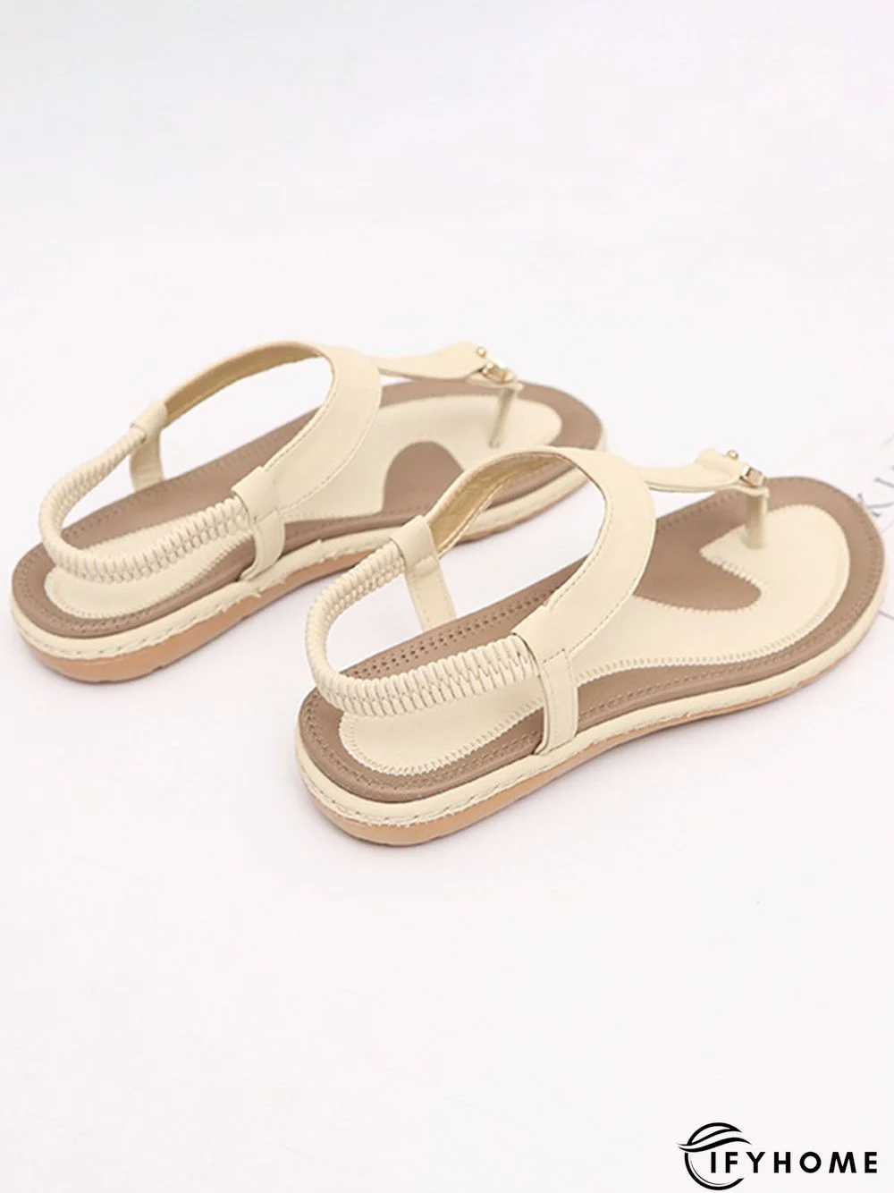 Women's Beach Metal Buckle Trim Flip-On Sandals | IFYHOME