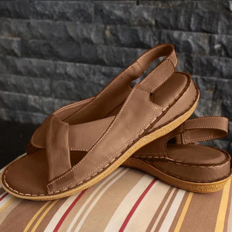 Women Leather Ethnic Summer Comfy Weave Soft Sole Sandals