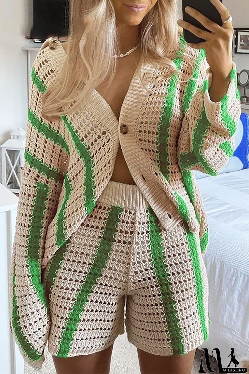 MidiSono - Head In The Clouds Crochet Cardigan Short Set