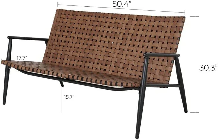 2 seater discount rattan garden bench