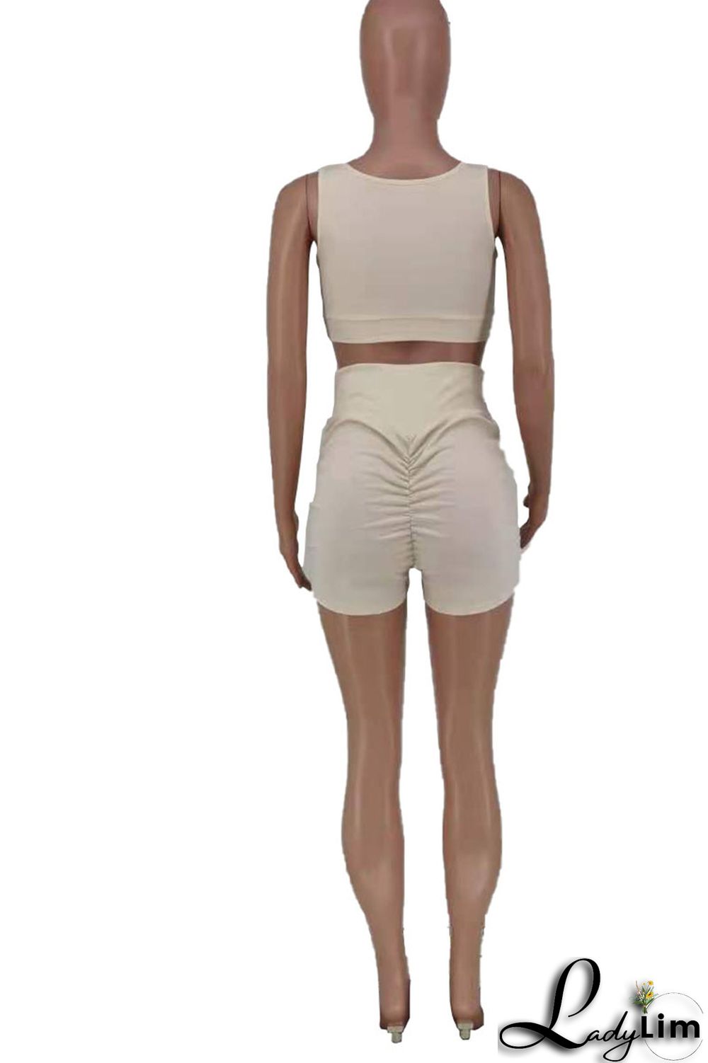 Rose Red Casual Print Split Joint U Neck Sleeveless Two Pieces