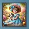 Diamond Painting-DIY Full Round Drill Girl And Dog