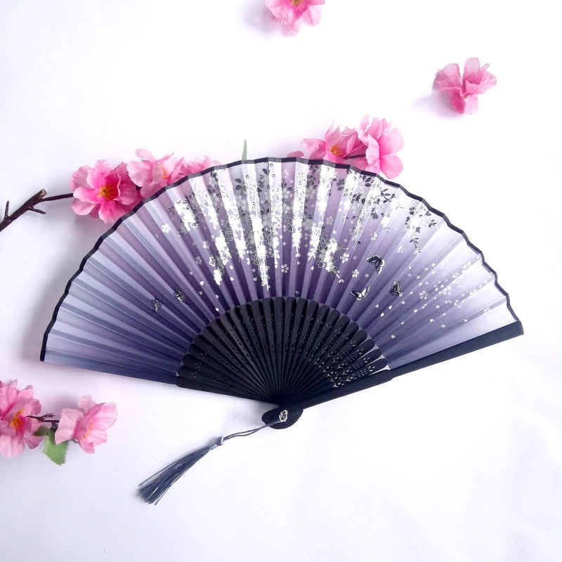 3 Pieces Ancient Style Folding Fan Female Classical Tassel Silk Fan Chinese Style Small Fan Portable Dance Craft National Fashion Fan Student Fan