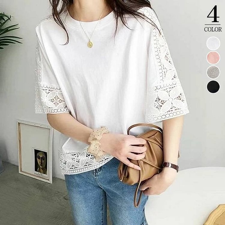 Cotton-Blend Half Sleeve Plain Shirts & Tops QueenFunky