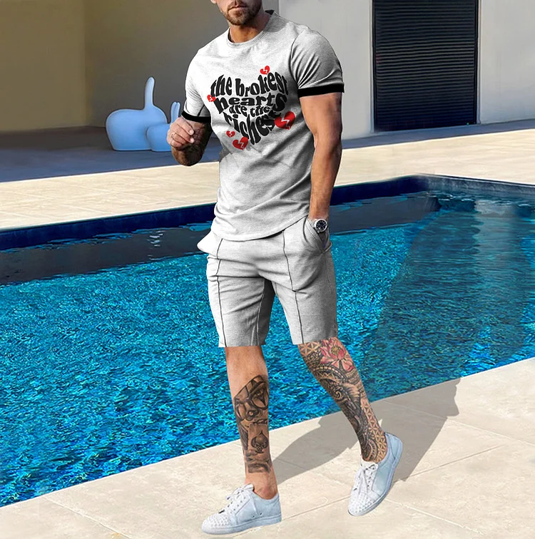 "THE BROKEST HEARTS ARE THE RICHEST" Men's T-Shirt Two Piece Set