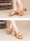 2024 New Mid-heel Sandals Women Summer Shoes Comfortable High Heels Thick Heel Peep Toe Non-slip Soft Bottom Mother Shoes Slip-On(🎁Christmas Hot Sale🎁)