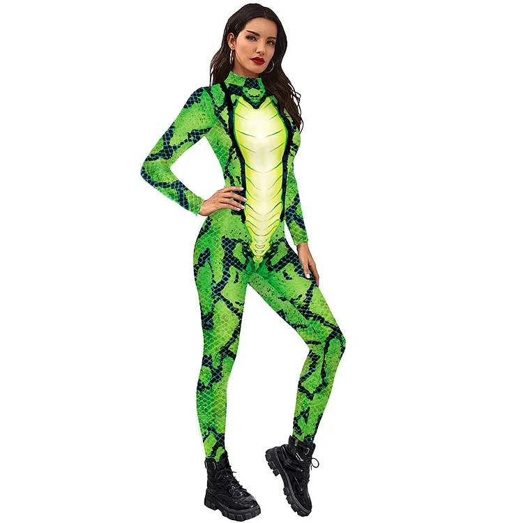 Green Snake 3D Printed For Nightclub Costume DJ DS Singers Jumpsuit Bling Women Bodysuit Celebrate Performance Clothing