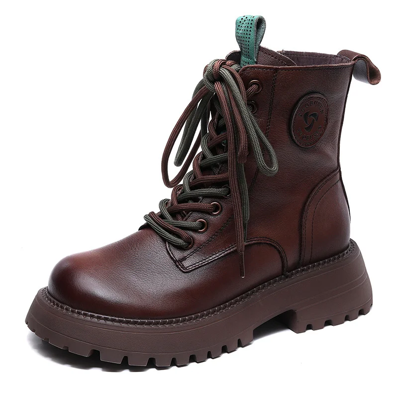 Yyvonne Cowhicked Martin Boots Women's Station Pines And Single Boots Vintage Handmade And Boots Thicken In Winter