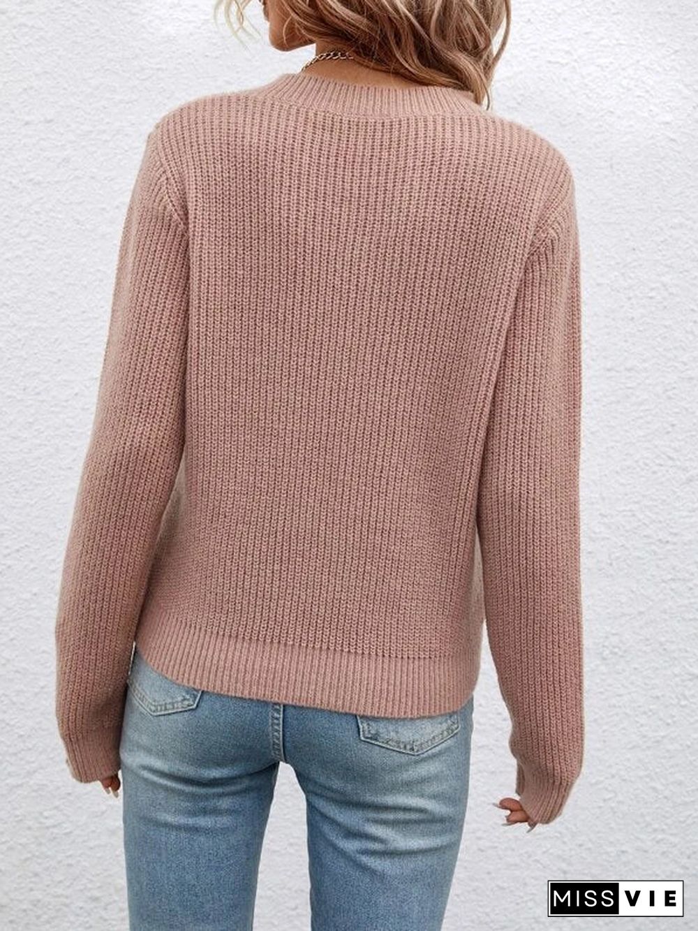 Sweet Plain Long Sleeve Sweater