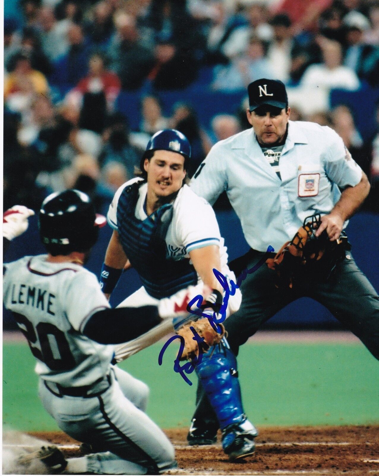 PAT BORDERS TORONTO BLUE JAYS ACTION SIGNED 8x10