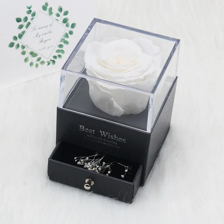 Tegooe DuHouse Forever Roses Preserved Real Flowers in Glass Dome Eternal Flower Gift for Her Valentines Day Anniversary B...
