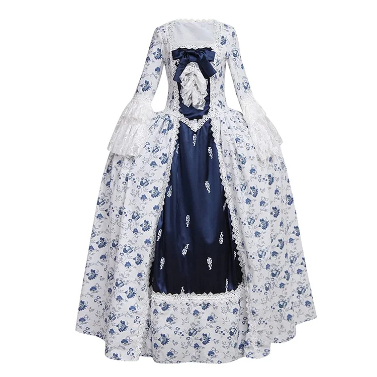 ✨In Stock✨Women's Rococo Ball Gown Gothic Victorian Dress Costume Navy Blue Flower