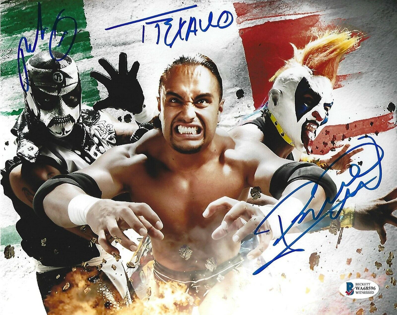 Texano Pentagon Jr Psycho Clown Signed 8x10 Photo Poster painting BAS Beckett COA AAA Autograph