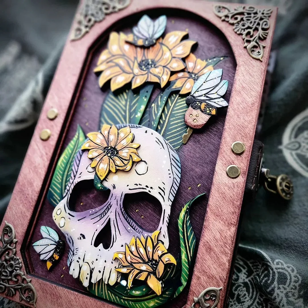 2023💀Mushroom & Sunflower🌻 Skull Hidden Key Journal