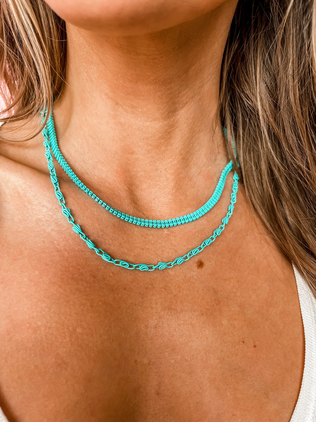 [Treasure Jewels] Double Enamel Turquoise Necklace