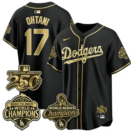 Men's Los Angeles Dodgers #17 Shohei Ohtani Black Stitched Baseball Jersey TMS9