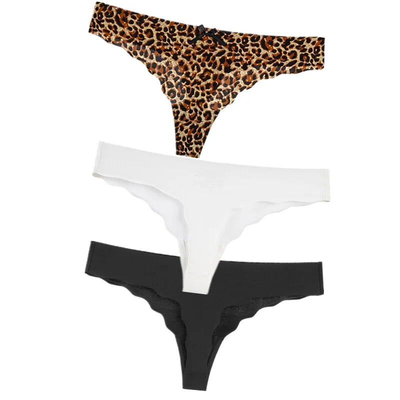 Hot 3Pcs Sexy G String & Thongs Women's Set Panties Solid Female Underwear Mid-Rise Silky Ladies Briefs Comfort Seamless Panties