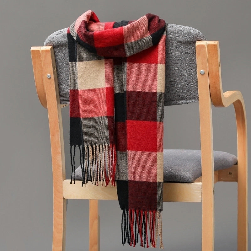 British Plaid Tassel Couple Parent-child Men’s Scarf Autumn And Winter Cashmere Plaid Scarf