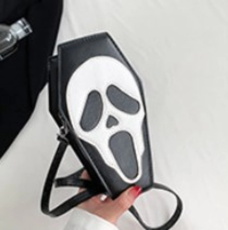 Halloween Women’s Small Pu Leather Spider Web Skull Basic Sewing Thread Zipper Shoulder Bag Crossbody Bag