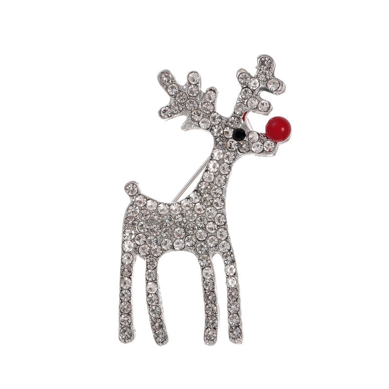 Cute Pin Gift Box Snowman Elk Zinc Alloy Enamel Plating Inlay Rhinestones Unisex Brooches