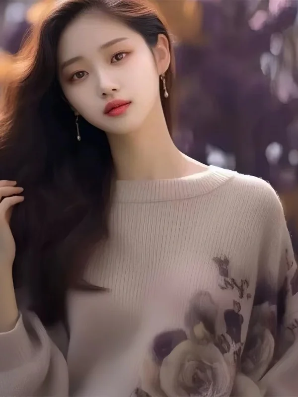 Athvotar Athvotar And Winter New Round Collar Collar Collar Jersey Tweed Blouse Design Sweater Temperament Lazy Blouse Woman