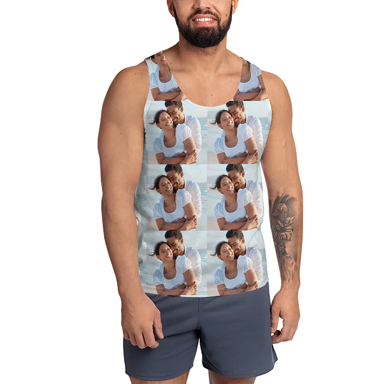 Customized photo vests, seamless photo splicing, full-frame casual vests for men, holiday gifts for couples