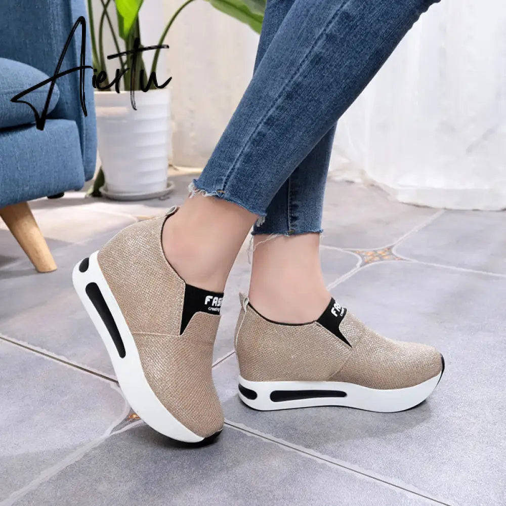 Aiertu platform shoes Flat Shoes women Slip On Casual Platform Shoes women winter women's casual shoes leather shoes slip on sneakers Aiertu