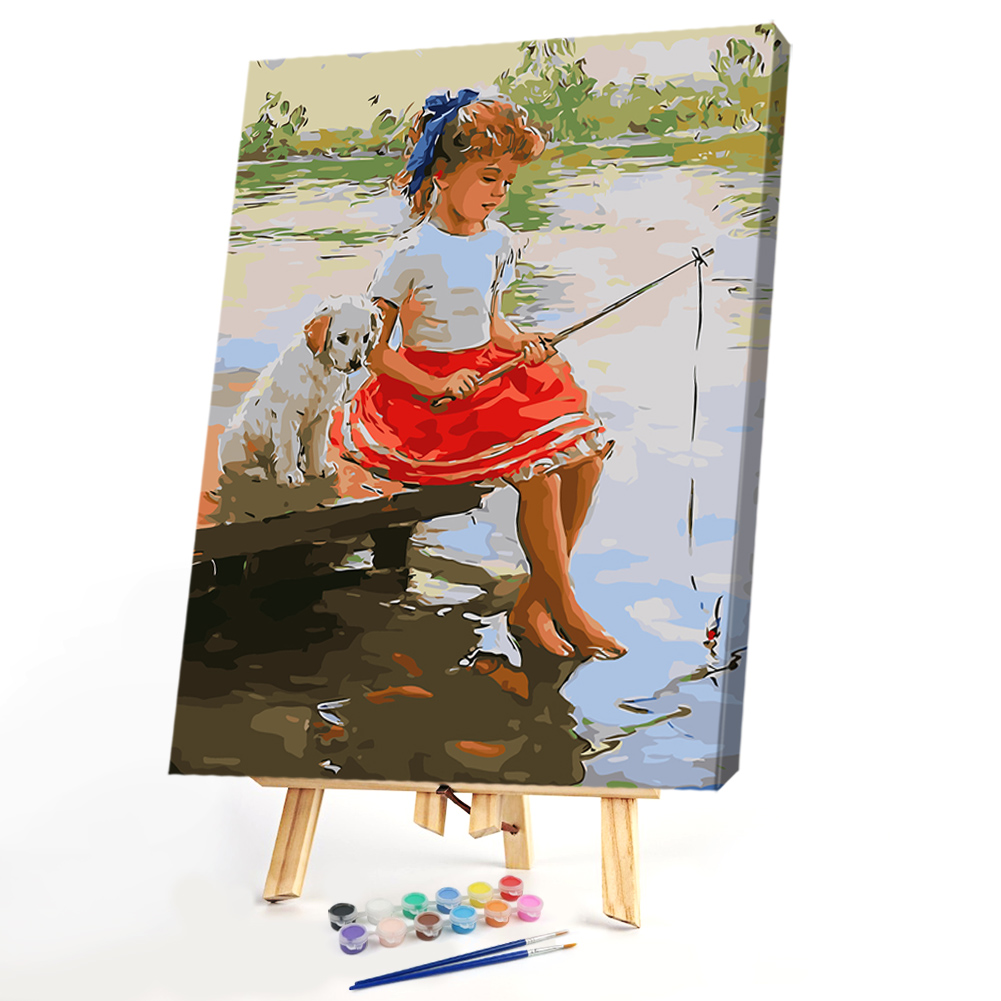 

40*50CM Paint By Numbers-Riverside Girl, 501 Original