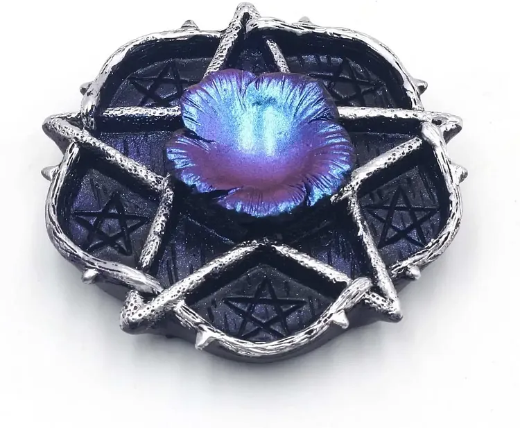Resin Crystal Ball/ Candle Display Stand with Pentacle Altar Plate (3 Colors)