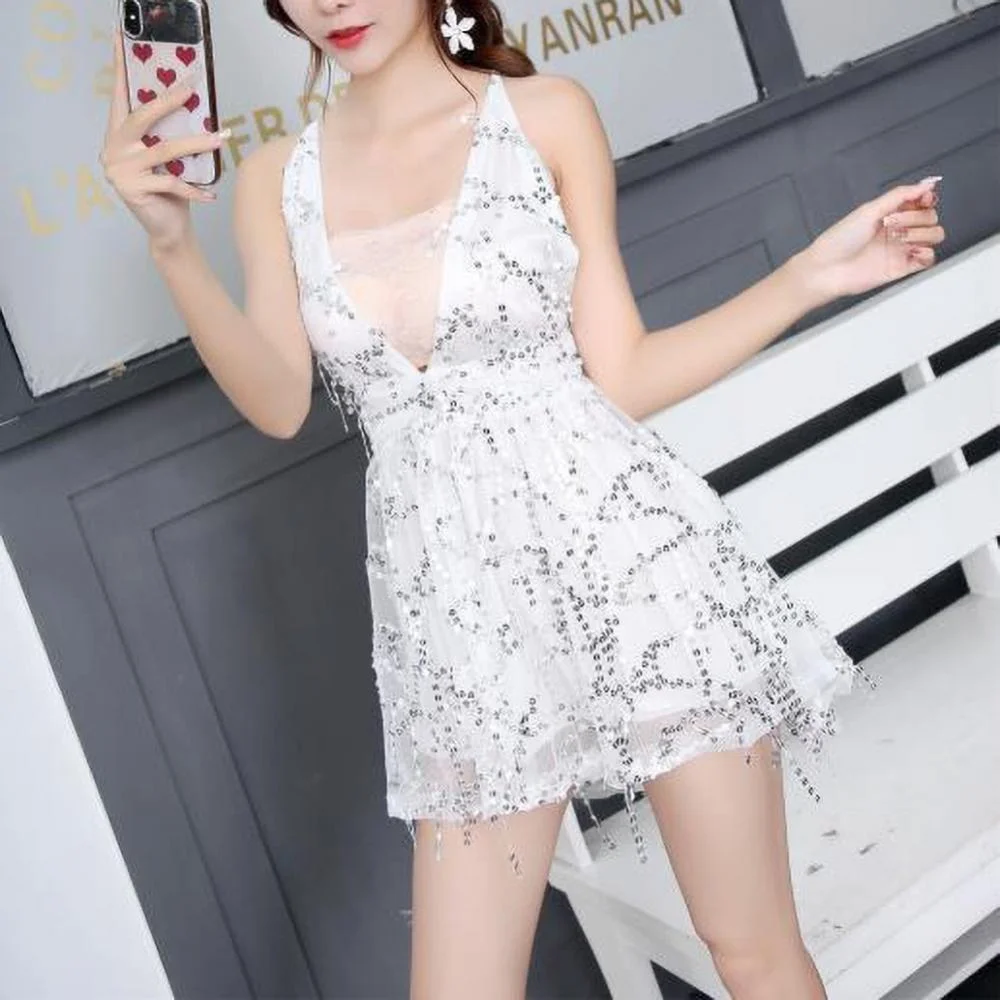 Uveng Uveng New Sexy Deliang Liang V-Neck Evening Dress Suspension Dress