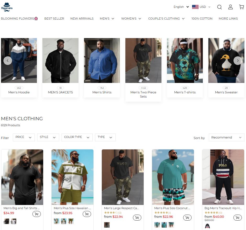 big men's clothing stores