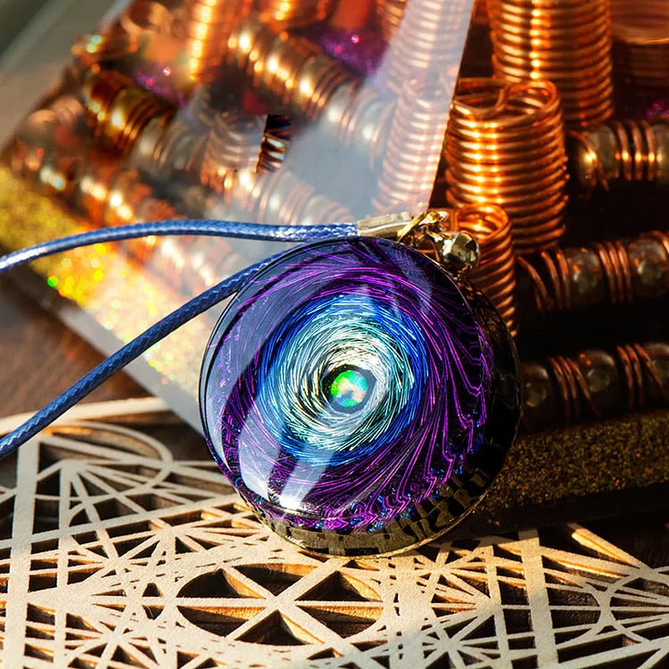 Olivenorma Rainbow Swirl Purple Pendant Orgone Necklace
