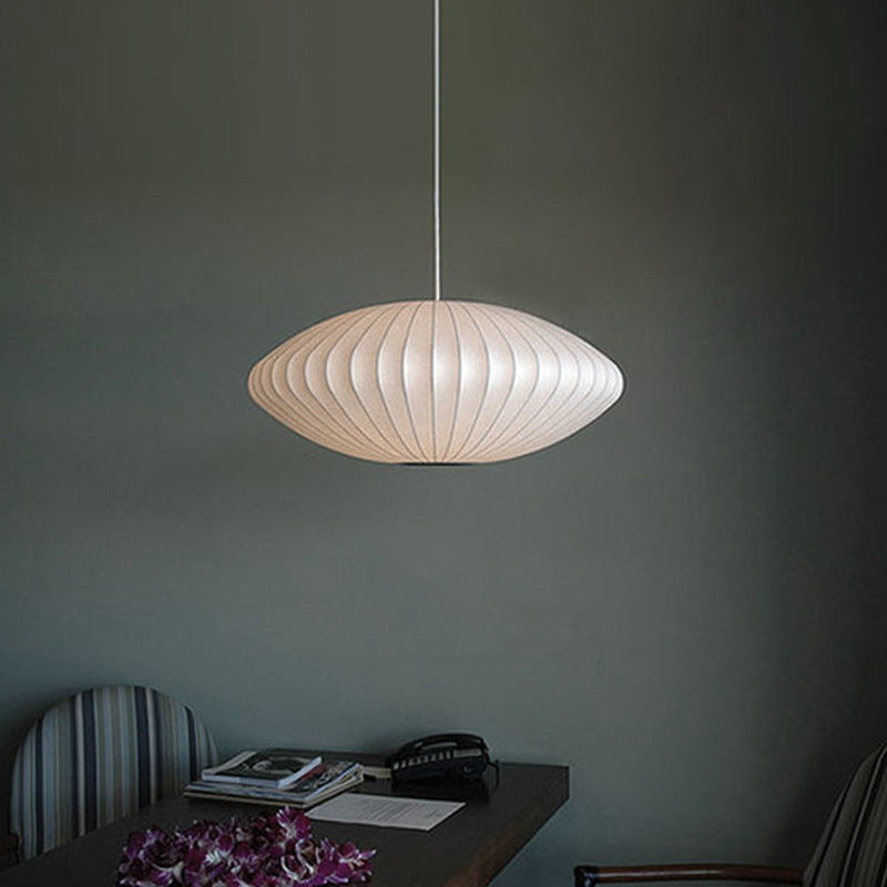 Silk Fabric Oval Nelson Bubble Pendant Lamp