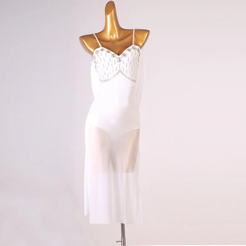 Latin Skirt Latin Dance Dress Women Girls Women’s Latin Salsa Tango Dress Sequin Dancing Dress Ballroom Costume With S