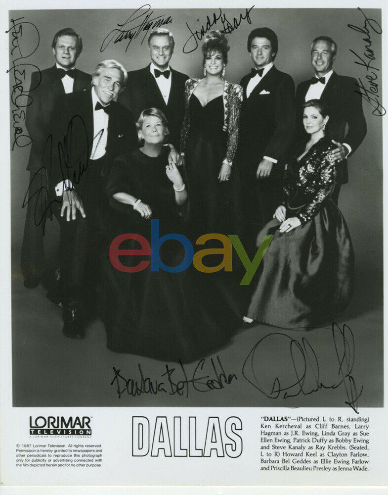 Dallas - Rare Cast x 7 - Vintage Signed 8x10 Photo Poster painting reprint