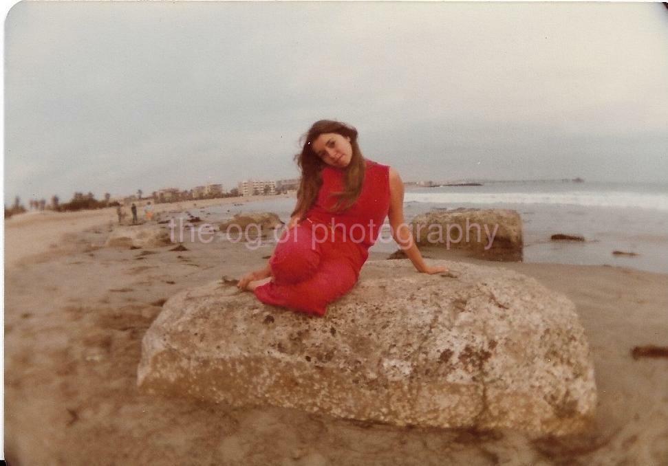 FOUND Photo Poster paintingGRAPH Color LOCAL GIRL Young Woman At The Beach VINTAGE 02 22 C