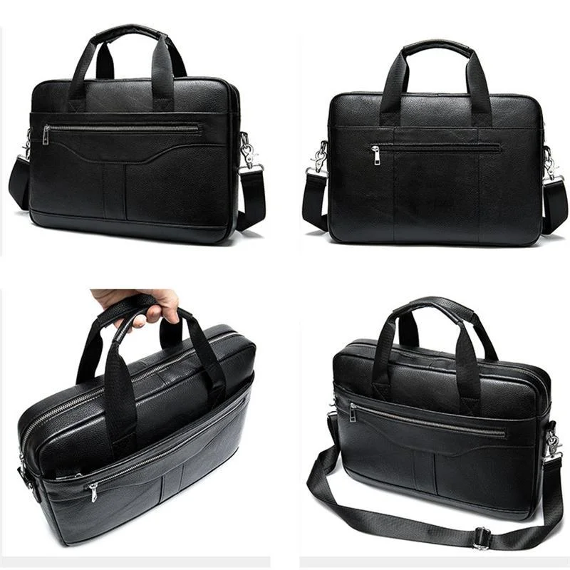 Great Quality Antique Brass Hardware Organizational Layout Leather Briefcase