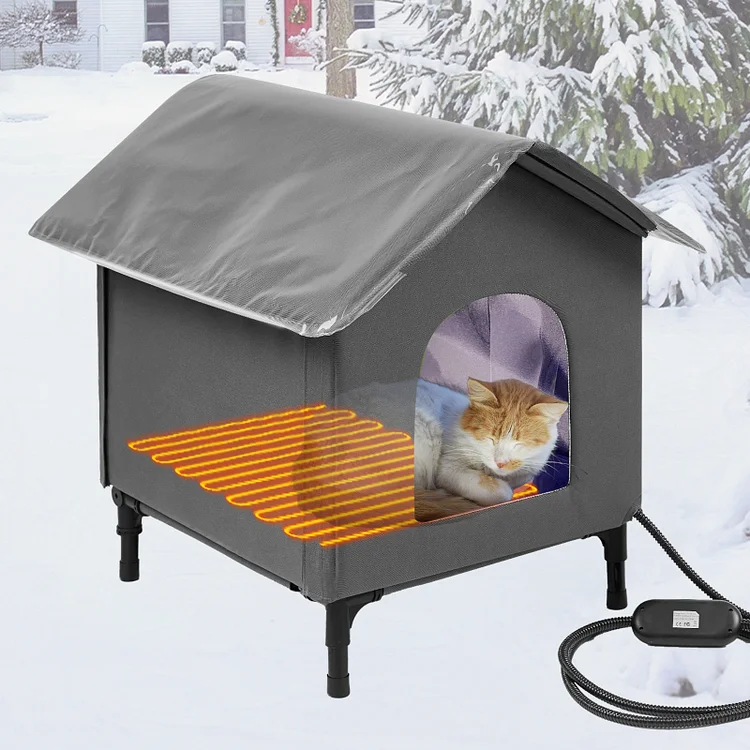 Bestier Outdoor Heated Cat House,Insulated Weatherproof Cat Shelter with Heated Pad,Warming Pet House for Winter Outside